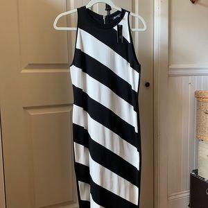 Diagonal black and white stripe dress
